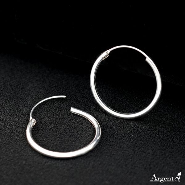 素雅圓形(25/30/35mm)耳針純銀耳環推薦|925銀飾 純銀耳環推薦