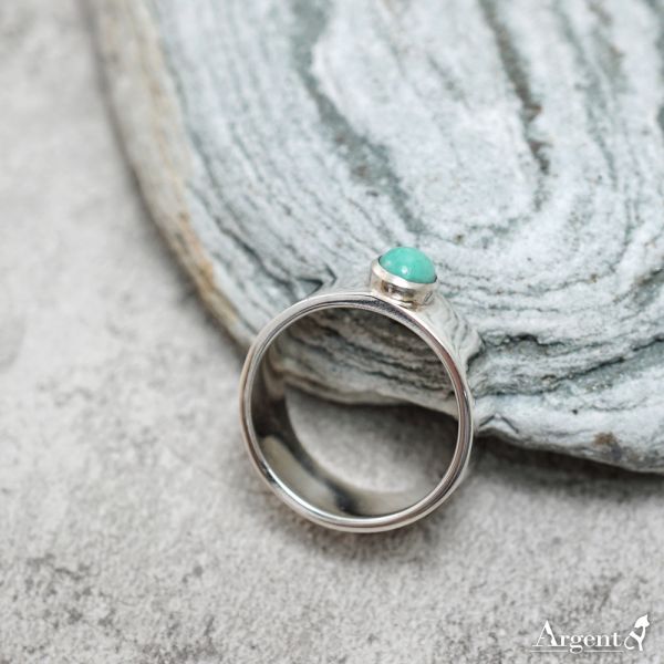 單戒-簡約綠松石(直式/寬8mm)|鑲崁純銀戒指|戒指推薦 綠松石戒指