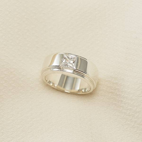「摯情」鑲鑽造型設計純銀戒指|戒指推薦 男鑽戒