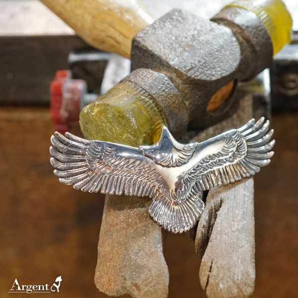 鷹之霸主-中老鷹造型動物雕刻純銀墜(配3mm銀鍊)|印地安系列推薦 老鷹項鍊