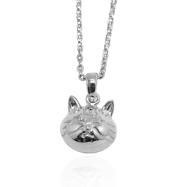Q版貓-虎斑貓(貓仔)-半立體(染黑/無染黑)造型動物純銀項鍊銀飾|安爵貓系列 貓咪項鍊