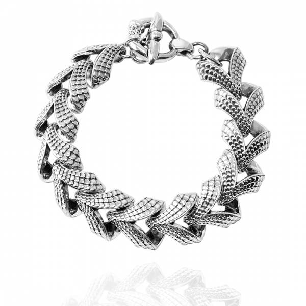 「龍麟(T扣)」鱗片造型純銀手鍊|925銀飾 男款手鍊