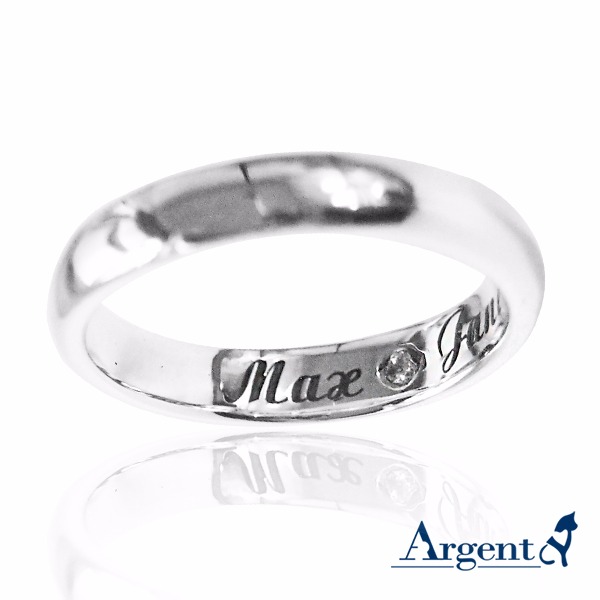 4mm內圍刻字藏鑽純銀戒指|訂做戒指客製化訂製 訂做戒指