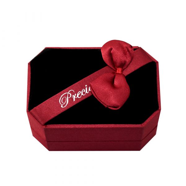 八角緞帶對戒盒(藍/紅)(黑底)送禮盒-飾品收納盒|收納首飾盒戒指、對戒、耳環、胸針、袖釦適用 飾品收納盒