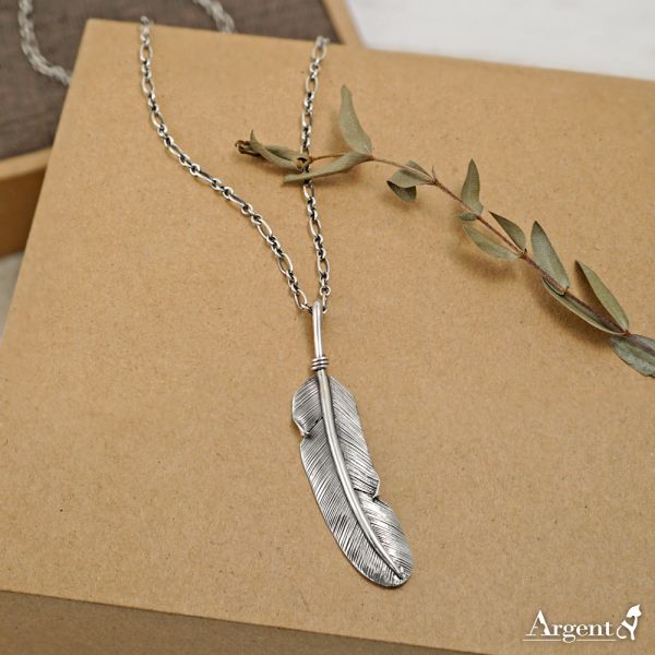 「佑之翼(小/中/大)」造型純銀項鍊銀飾|銀項鍊推薦 手工製作.每個造型略有不同 羽毛項鍊