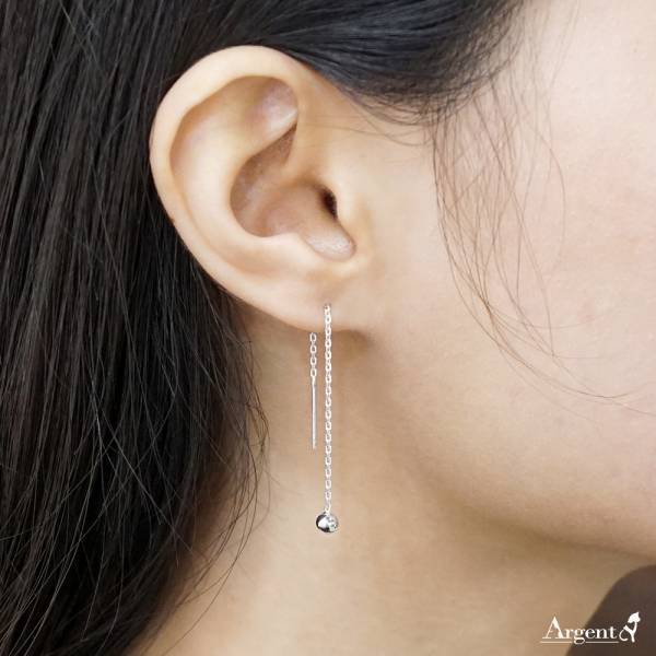 流蘇圓珠(小.4mm)造型純銀耳環推薦|925銀飾 