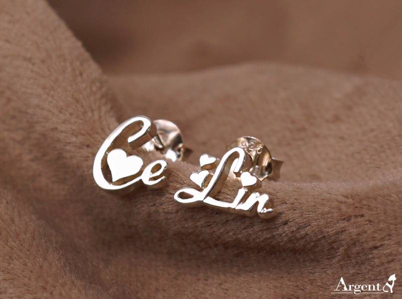 英文單字母純銀耳環對耳貼耳針銀飾|客製化耳環(一對價) 客製化耳環