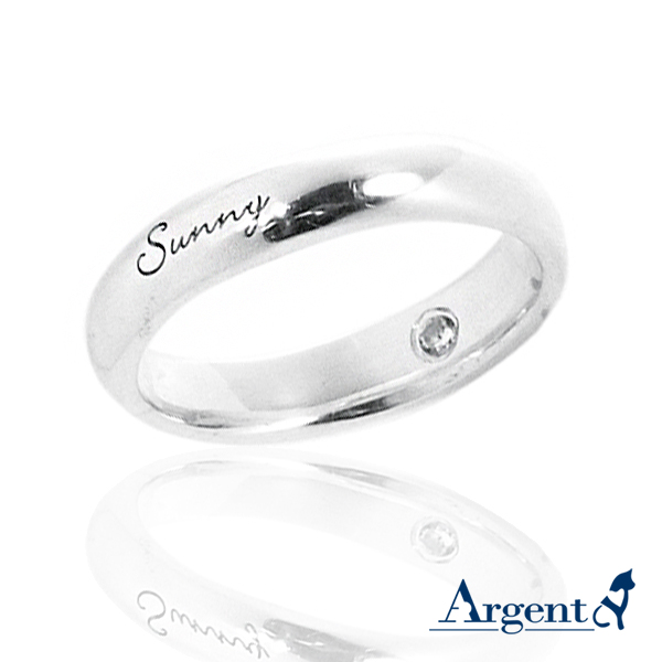 3mm外圍刻字藏鑽純銀戒指|訂做戒指客製化訂製 訂做戒指