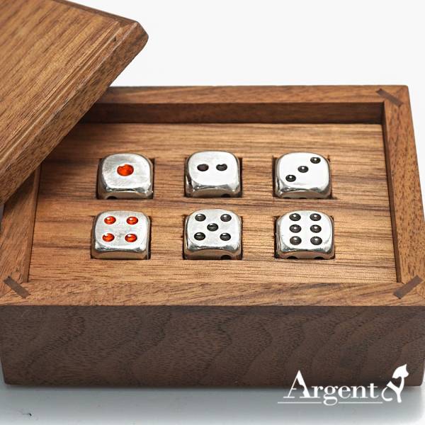骰子-純銀擺飾銀飾(單個價)一次購6顆送手工木盒 手工製作.手工上色 骰子