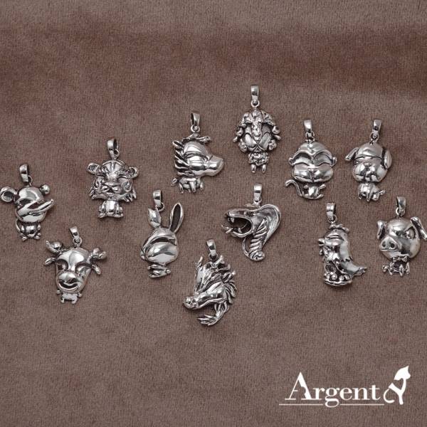 12生肖-虎-造型雕刻純銀項鍊|正面立體後面平面可加購刻字 12生肖銀項鍊推薦