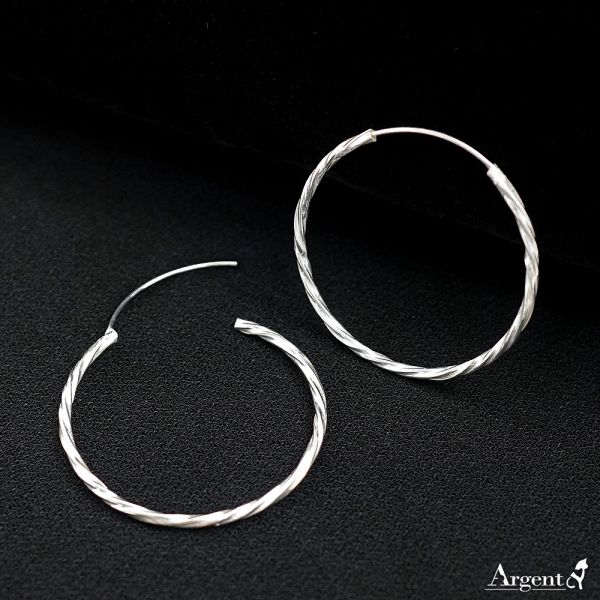 25/30/35mm扭紋圓形純銀耳環推薦|925銀飾(一對價) 純銀耳環推薦
