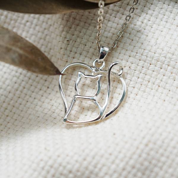 線條貓系列-藏愛-純銀項鍊銀飾|銀項鍊推薦 貓咪項鍊