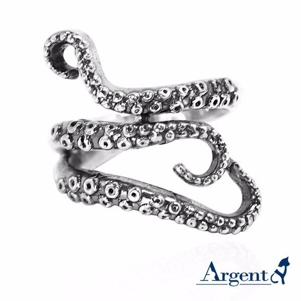 「章魚」動物造型雕刻純銀戒指|戒指推薦-北歐神話裡的北海巨妖-挪威海怪-克拉肯(Kraken) 戒指推薦