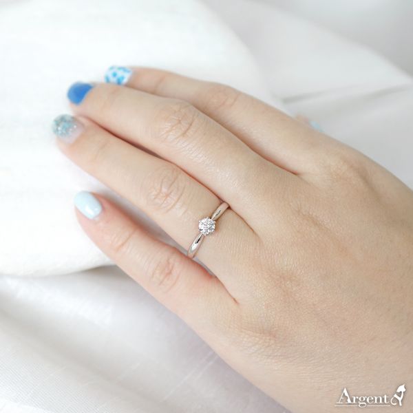 「永恆的愛(白鑽)」(30分/4.4mm鑽)造型彩鑽鑲嵌純銀戒指|戒指推薦 告白求婚戒指推薦