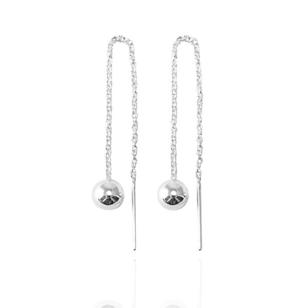 流蘇圓珠(大.6mm)造型純銀耳環推薦|925銀飾 珠珠耳環