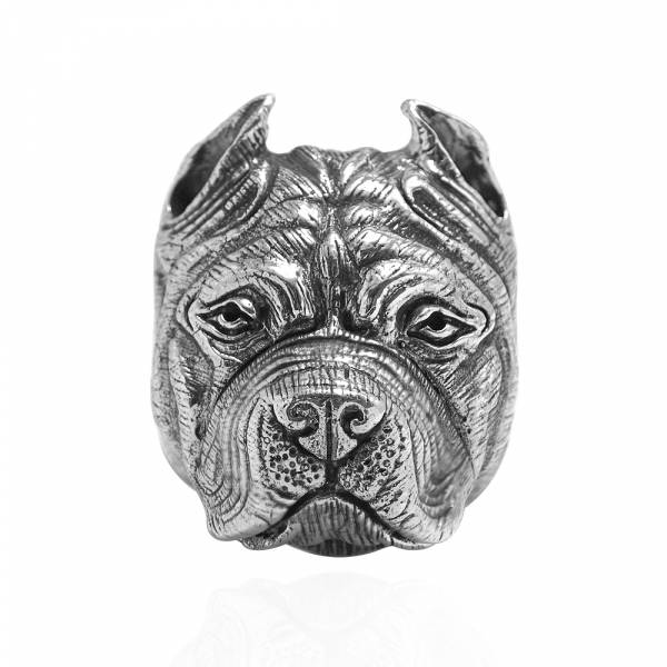 比特犬動物造型雕刻純銀戒指|戒指推薦 比特戒指