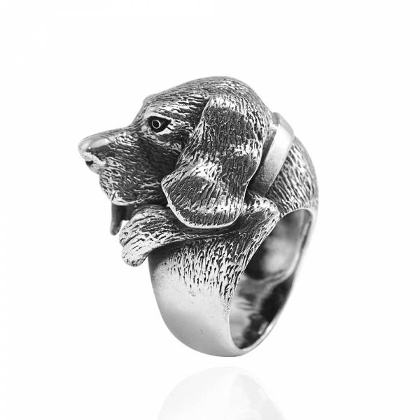 吐舌狗 動物造型雕刻純銀戒指|戒指推薦 純銀動物戒指