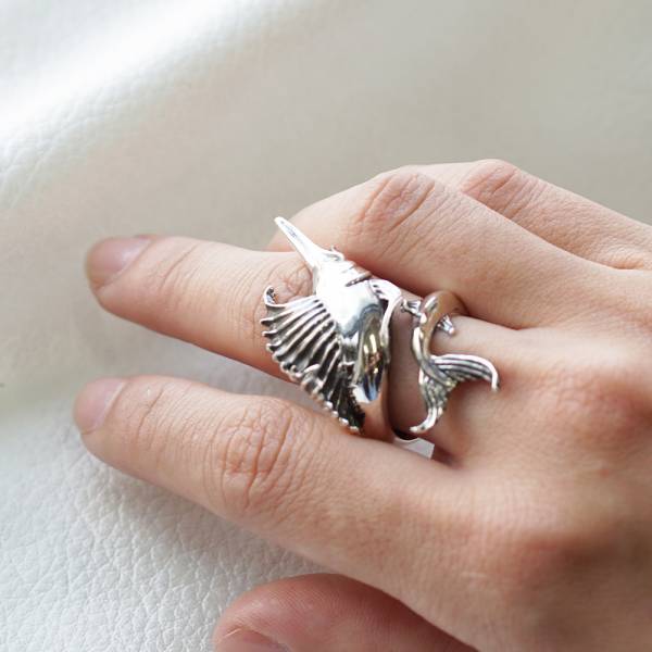 旗魚動物造型雕刻純銀戒指|戒指推薦 純銀動物戒指