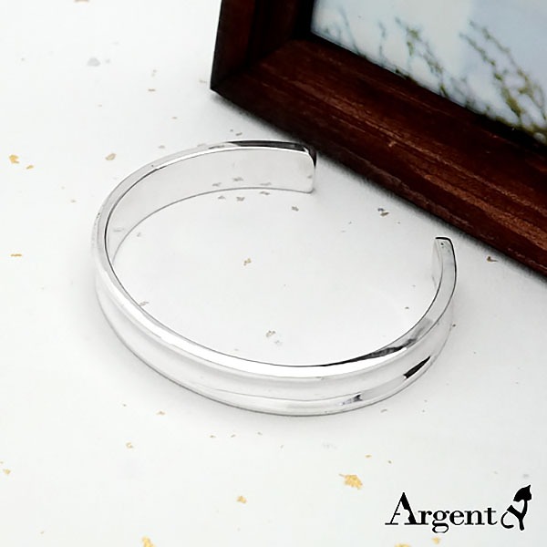 10mm「弧形(無刻字)」純銀手環|純銀手鐲 客製化手環