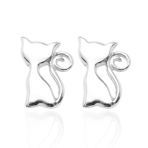 小貓咪簡約造型純銀耳環推薦|925銀飾 純銀耳環推薦