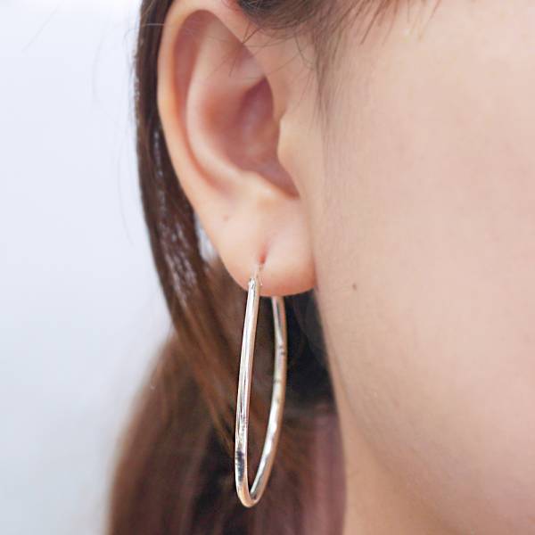 素雅圓形(45mm)耳針純銀耳環推薦|925銀飾 圈圈耳環