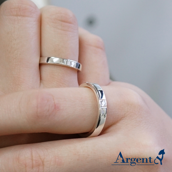 對戒-「永恆(寬+細)」鑲鑽簡約設計純銀情人戒指|求婚戒指推薦(一對價) 婚戒推薦