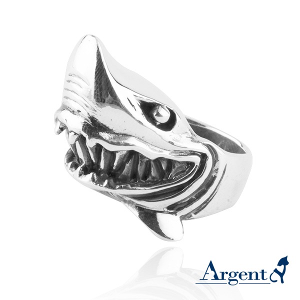 「惡鯊」動物造型雕刻純銀戒指|戒指推薦 戒指推薦