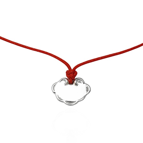 「平安鎖(紅線)」造型純銀項鍊銀飾|彌月送禮推薦-可加購刻字 嬰兒長命平安鎖