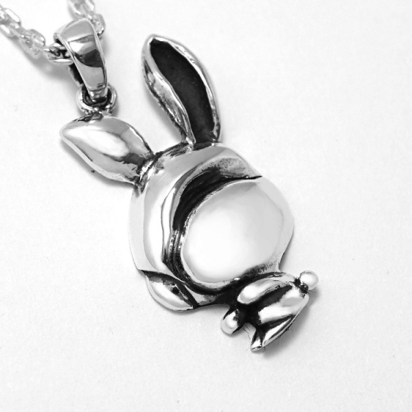 「12生肖-兔」配2mm造型雕刻純銀項鍊|正面立體後面平面可加購刻字 12生肖銀項鍊推薦