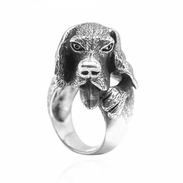 吐舌狗 動物造型雕刻純銀戒指|戒指推薦 純銀動物戒指