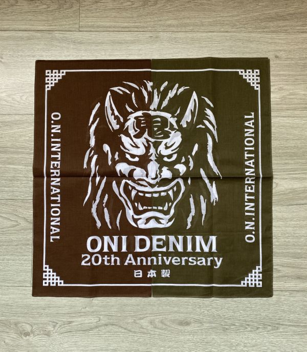 20週年 ONI DENIM 紀念款品牌方巾 （抹茶綠·摩卡色） 