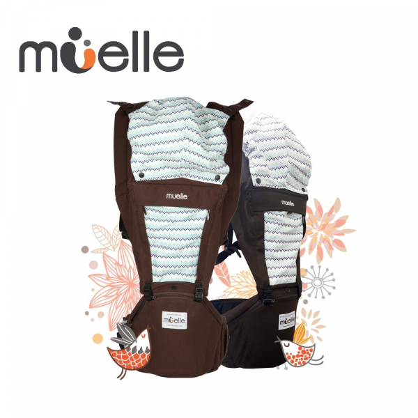 《韓國MUELLE》HIPSEAT 坐墊式嬰兒腰凳背巾 - 咖啡幾何MODERN & BROWN 韓國 MUELLE 坐墊式嬰兒腰凳 背巾