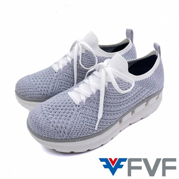 FVF 厚底編織休閒鞋-灰白 