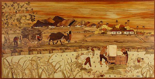 木箔藝術畫作-農村文化系列-豐收 畫,藝術,台灣農村,文化,米,稻穗,紀念,兒時回憶