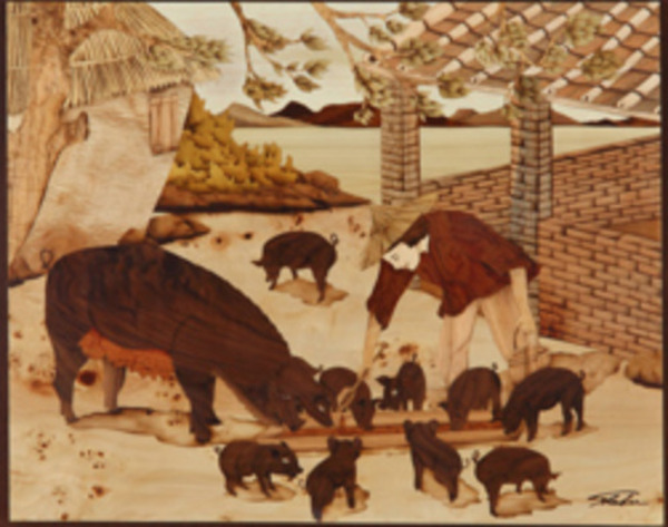 木箔藝術畫作-農村文化系列-諸事如意 樂 畫,藝術,農村,文化,幸福