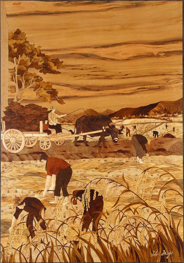 木箔藝術畫作-農村文化系列-豐收與分享 畫,藝術,農村,文化,禮品,客製化