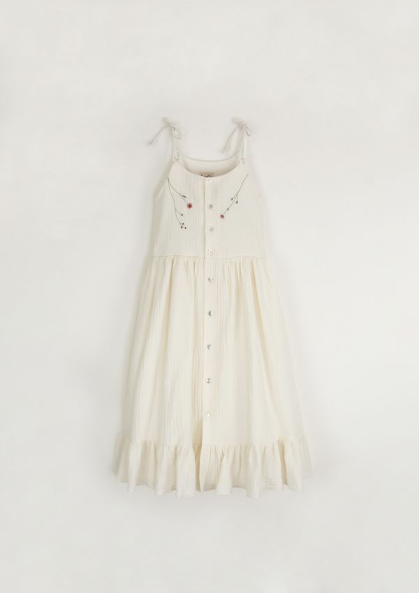 Popelin Organic Dress with Straps 綁帶洋裝 - Off-white 