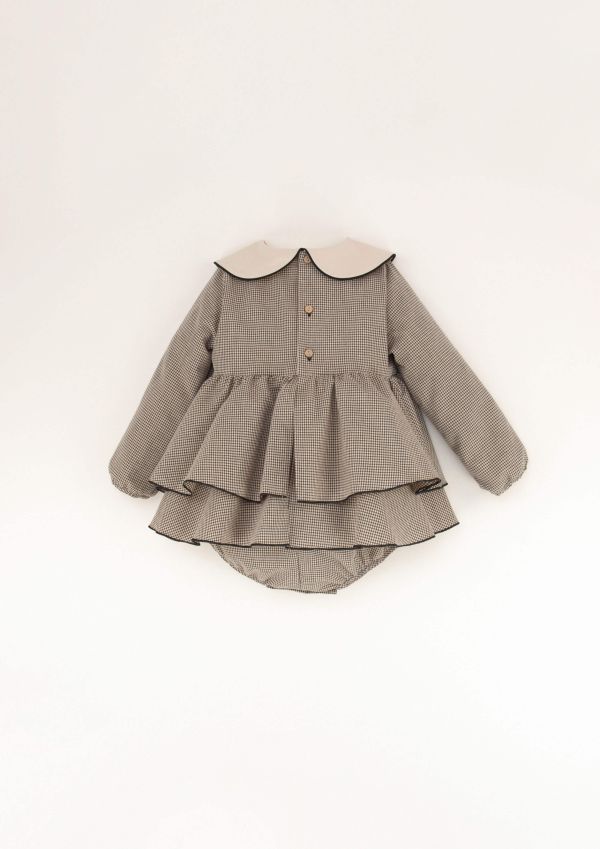 Popelin Romper Suit with Frill 連身裙 - Black Gingham 