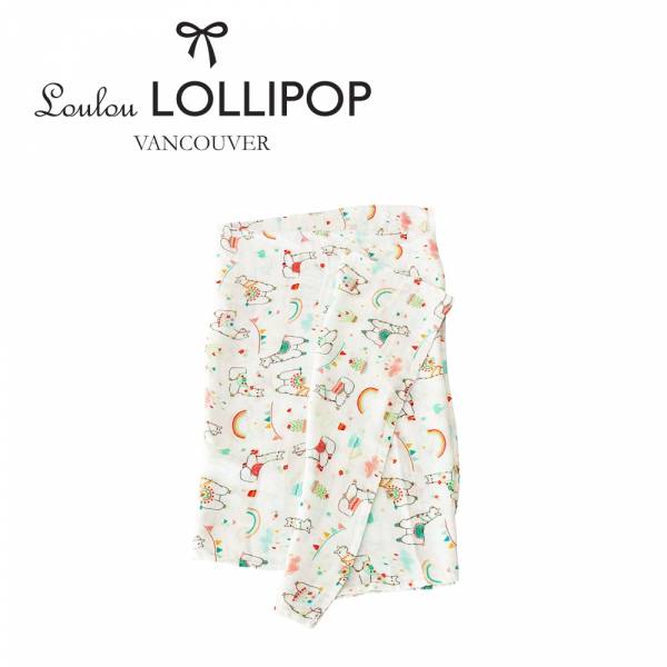 Loulou lollipop 彩虹草泥馬竹纖維透氣包巾 竹纖維包巾,安撫巾