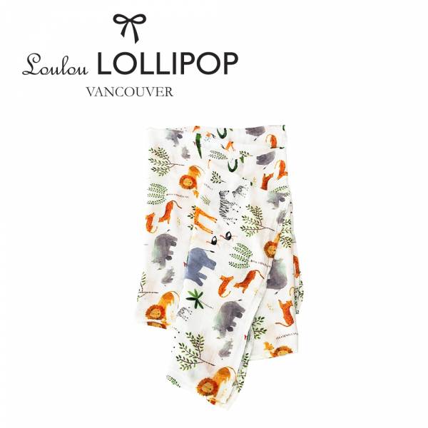 Loulou lollipop 動物叢林竹纖維透氣包巾 竹纖維包巾,安撫巾
