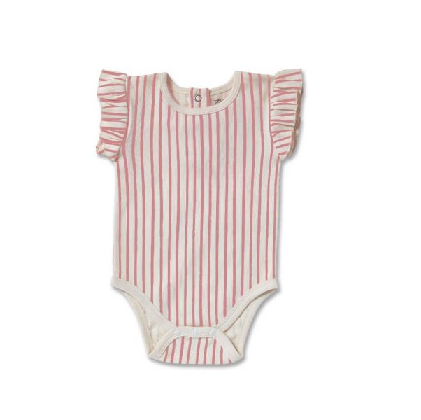 Pehr 荷葉邊有機棉連身衣 - Dark Pink 新生兒,包屁,連身褲,Pehr,加拿大母嬰品牌,寶寶穿搭,寶寶用品,有機棉,永續經營產品,無毒童裝