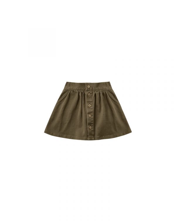 Rylee + Cru Button Front Mini Skirt - Olive 美國RyleeCru,童裝,美國童裝,嬰兒衣服,幼童衣服,寶寶穿搭,男寶,男孩穿搭,女寶,女孩穿搭 