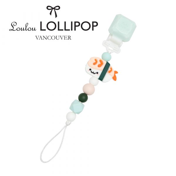 Loulou lollipop 甜心版蝦兒握壽司固齒器/奶嘴鍊夾 食用矽膠固齒器,奶嘴鍊夾