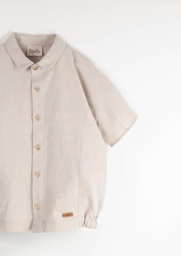 Popelin Sand Shirt with Side Panel 側邊抓皺造型襯衫 