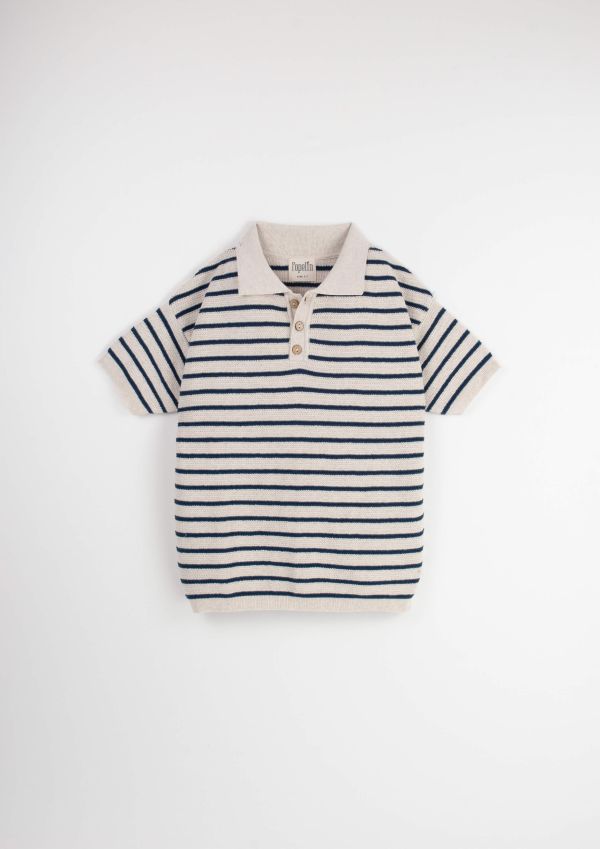 Popelin Striped Knitted Jersey 薄針織上衣 - Navy 