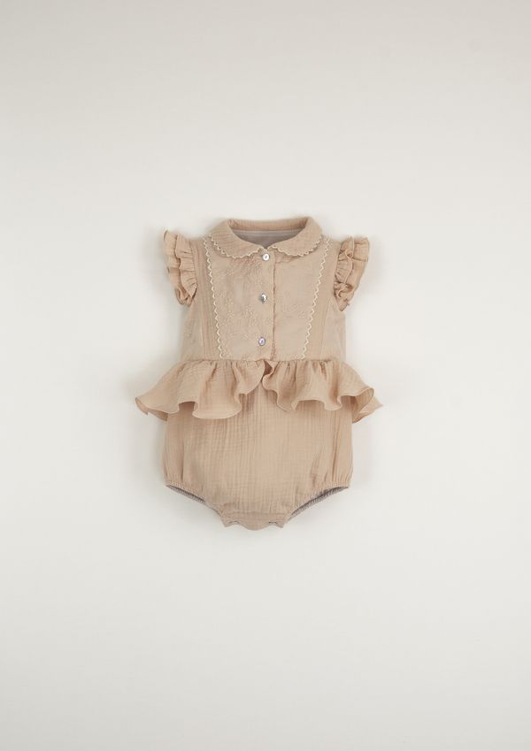 Popelin Organic Romper Suit with Collar 連身裙 - Pink 
