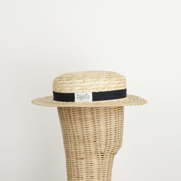 Popelin Natural Straw Hat 編織草帽 - Black 