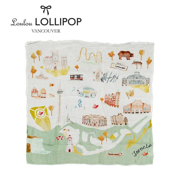 Loulou lollipop 加拿大多倫多竹纖維透氣包巾城市系列 竹纖維包巾,安撫巾