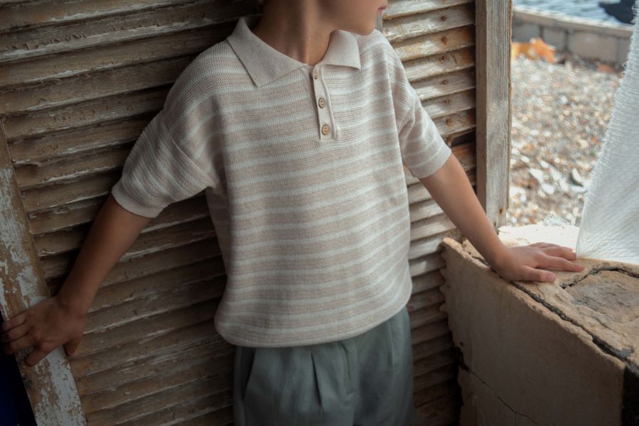 Popelin Striped Knitted Jersey 薄針織上衣 - Off-white 