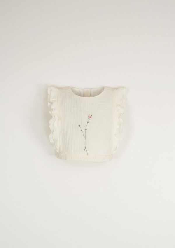 Popelin Organic Embroidered Top 無袖上衣 - Off-white 